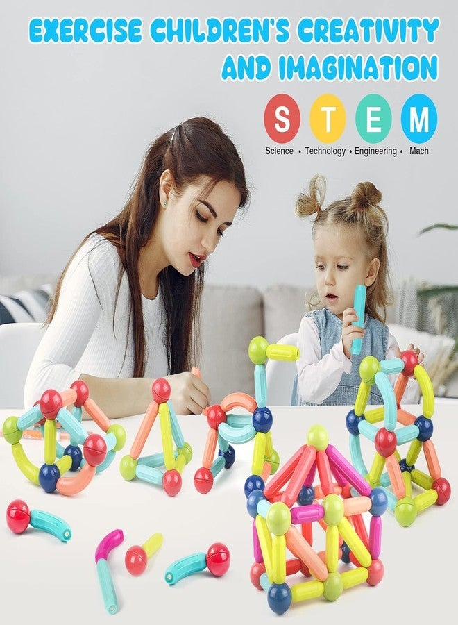 Kiditos DIY STEM Magnetic Sticks Building Blocks Toy for Kids, 3D Magnetic Balls and Rods Set Kids Montessori Educational Toys Stacking Toys for Kids Age 3+ Years (128 Pcs), Multi - Image 2